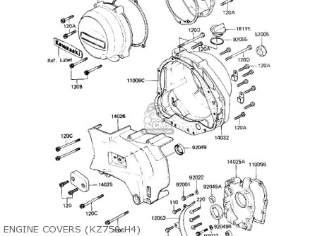 ENGINE COVERS (KZ750-H4) - KZ750H4 1983 USA CANADA / LTD