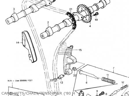 CAMSHAFTS/CHAIN/TENSIONER ('80 H - KZ750H4 1983 USA CANADA / LTD