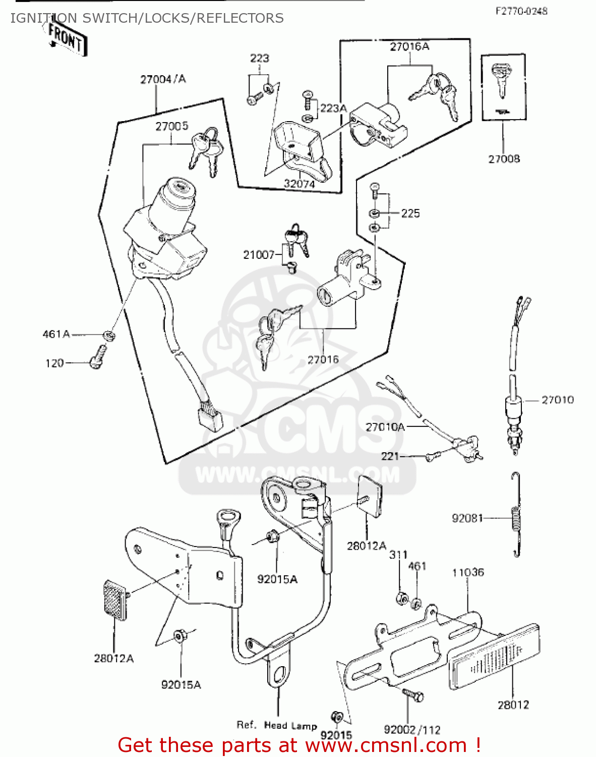IGNITION SWITCH/LOCKS/REFLECTORS KZ750K1 1983 USA CANADA / LTD BELT DRIVE