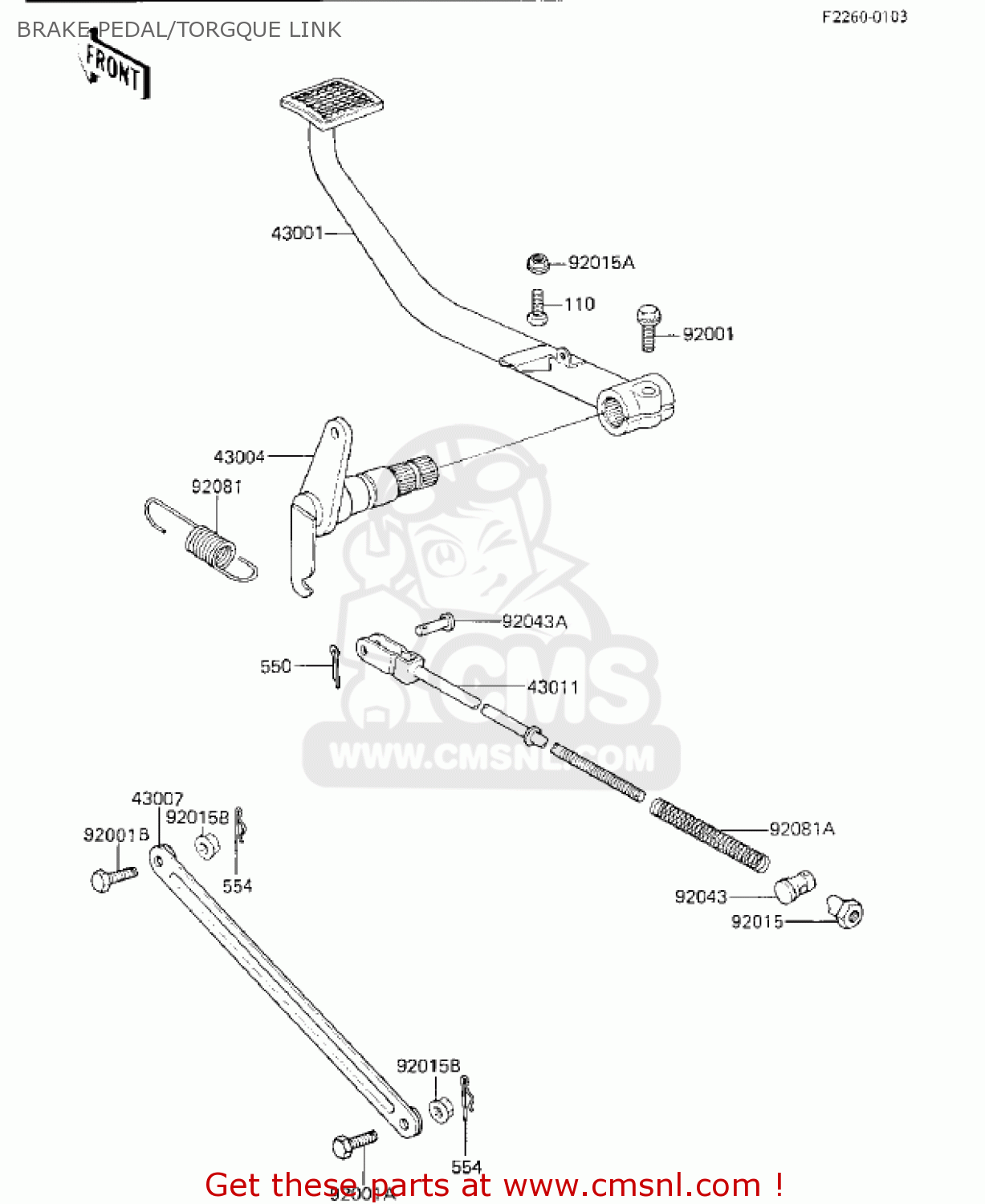 BRAKE PEDAL/TORGQUE LINK KZ750K1 1983 USA CANADA / LTD BELT DRIVE