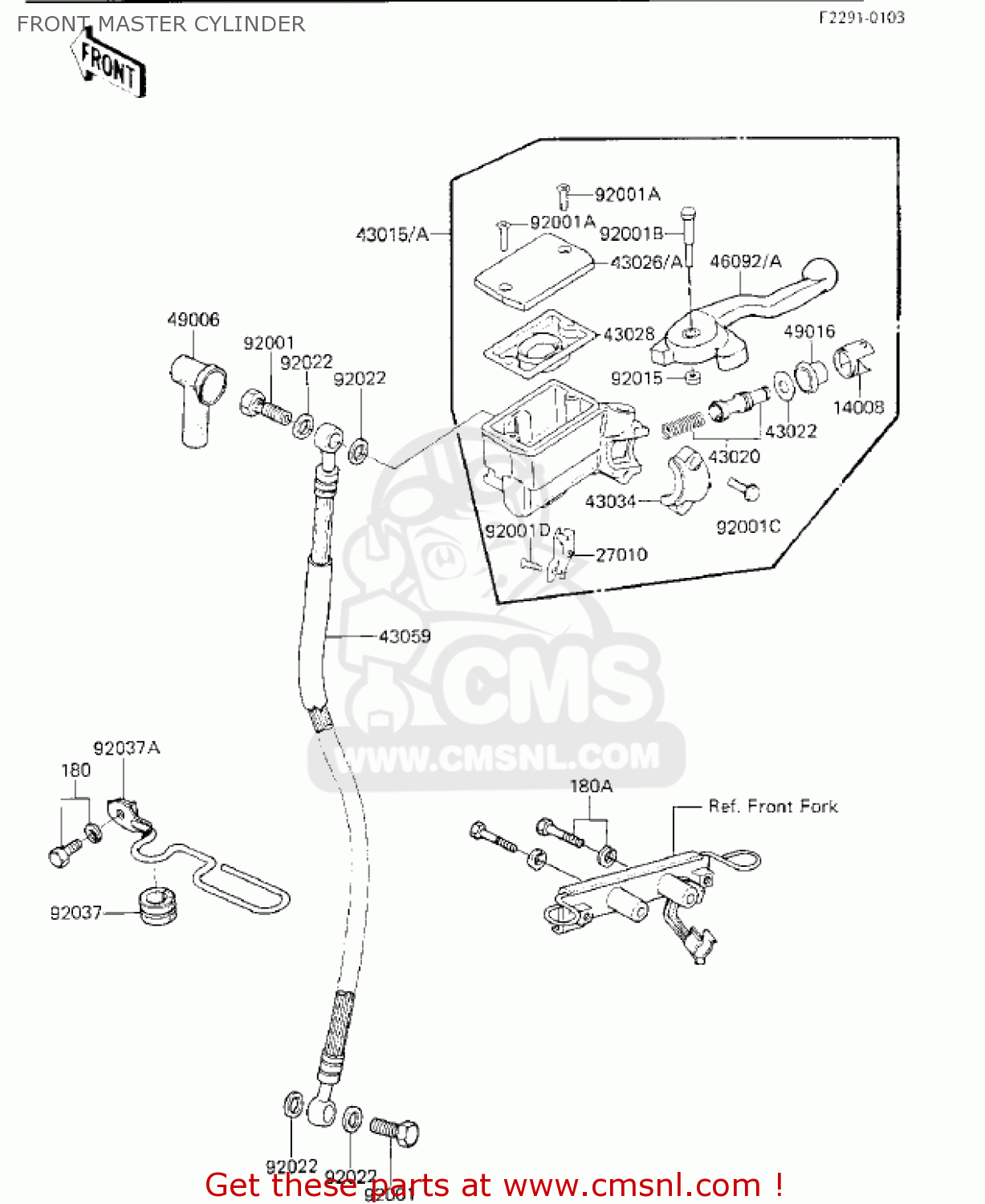 FRONT MASTER CYLINDER KZ750K1 1983 USA CANADA / LTD BELT DRIVE