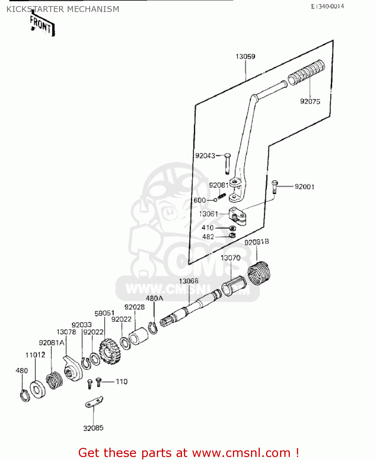 KICKSTARTER MECHANISM KZ750K1 1983 USA CANADA / LTD BELT DRIVE