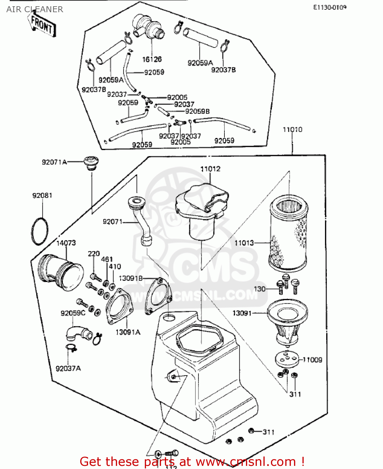 AIR CLEANER KZ750K1 1983 USA CANADA / LTD BELT DRIVE