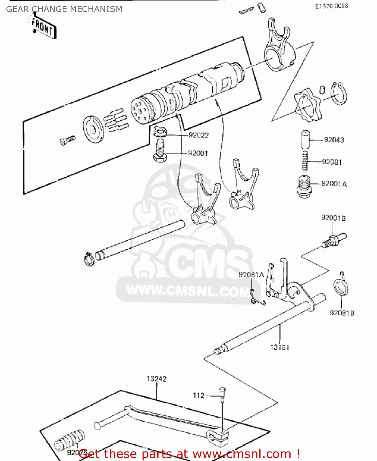 GEAR CHANGE MECHANISM KZ750K1 1983 USA CANADA / LTD BELT DRIVE