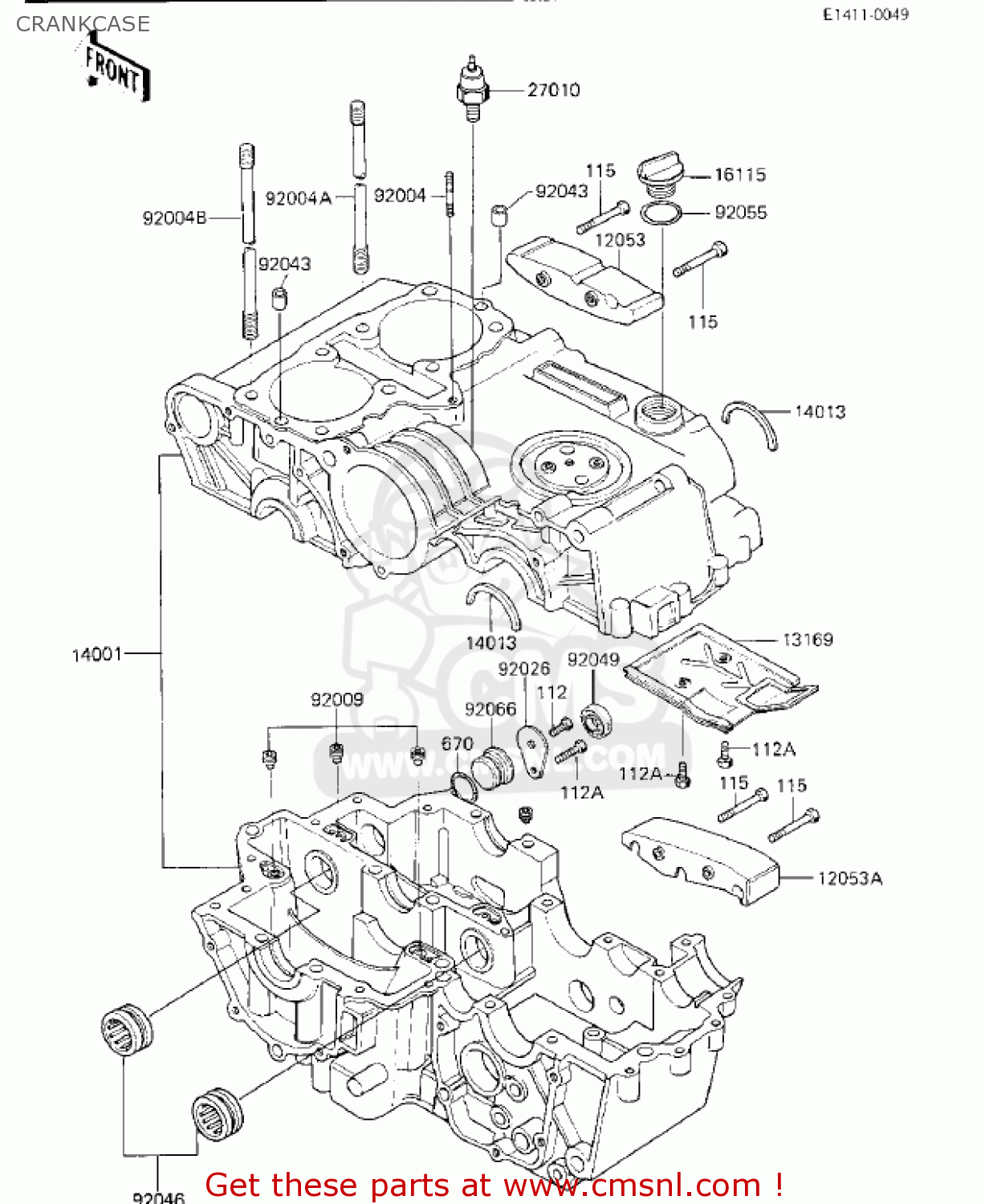 CRANKCASE KZ750K1 1983 USA CANADA / LTD BELT DRIVE