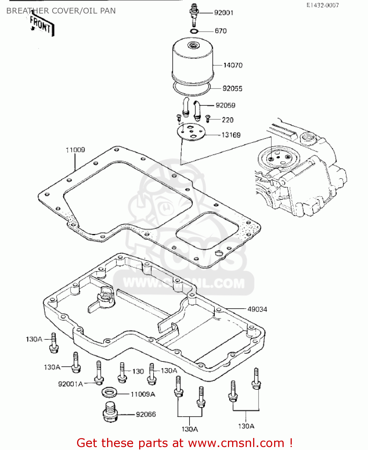 BREATHER COVER/OIL PAN KZ750K1 1983 USA CANADA / LTD BELT DRIVE