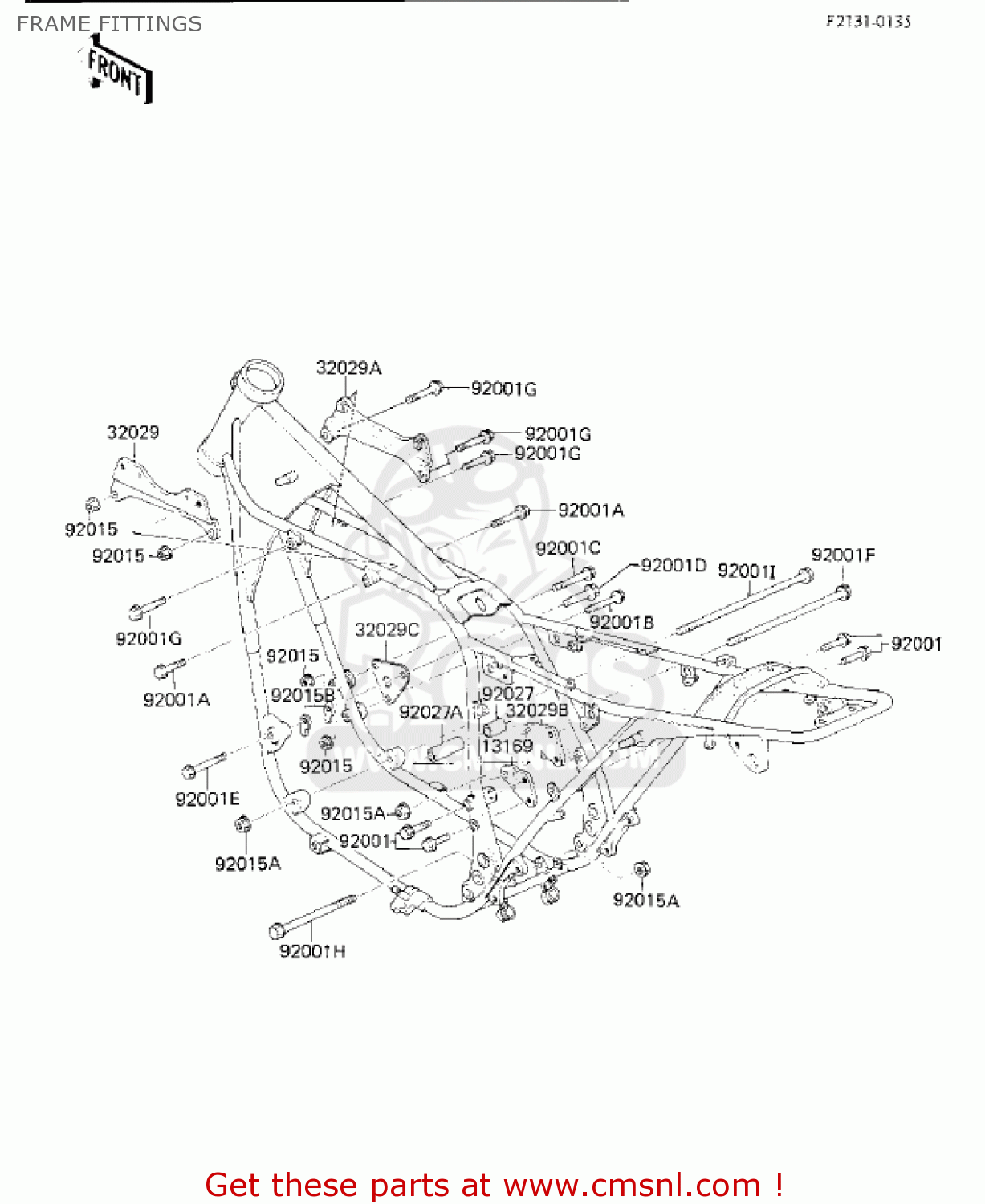 FRAME FITTINGS KZ750K1 1983 USA CANADA / LTD BELT DRIVE
