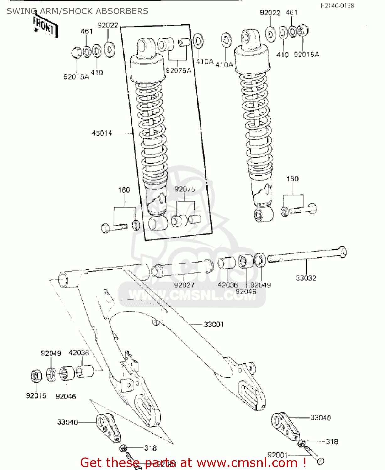 SWING ARM/SHOCK ABSORBERS KZ750K1 1983 USA CANADA / LTD BELT DRIVE