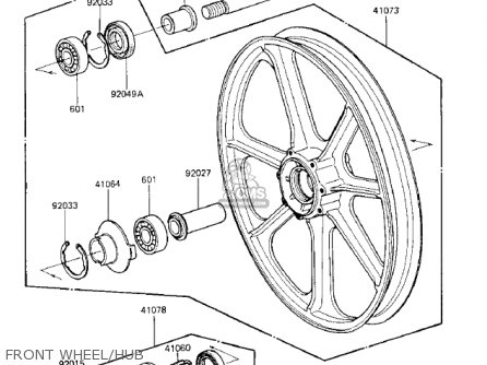 FRONT WHEEL/HUB - KZ750K1 1983 USA CANADA / LTD BELT DRIVE