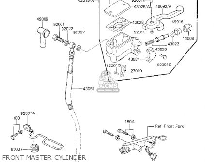FRONT MASTER CYLINDER - KZ750K1 1983 USA CANADA / LTD BELT DRIVE