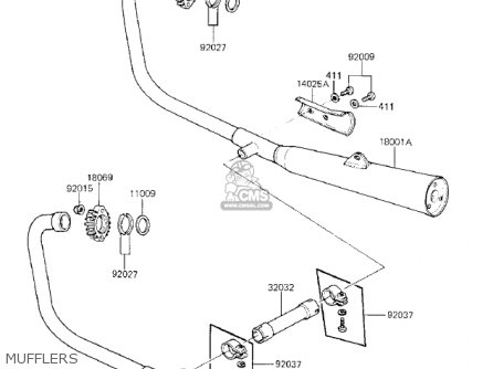 MUFFLERS - KZ750K1 1983 USA CANADA / LTD BELT DRIVE