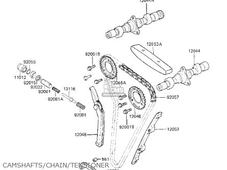 CAMSHAFTS/CHAIN/TENSIONER - KZ750K1 1983 USA CANADA / LTD BELT DRIVE