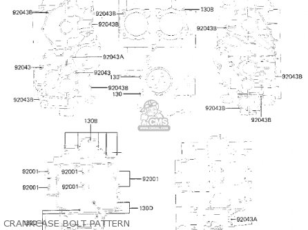 CRANKCASE BOLT PATTERN - KZ750K1 1983 USA CANADA / LTD BELT DRIVE