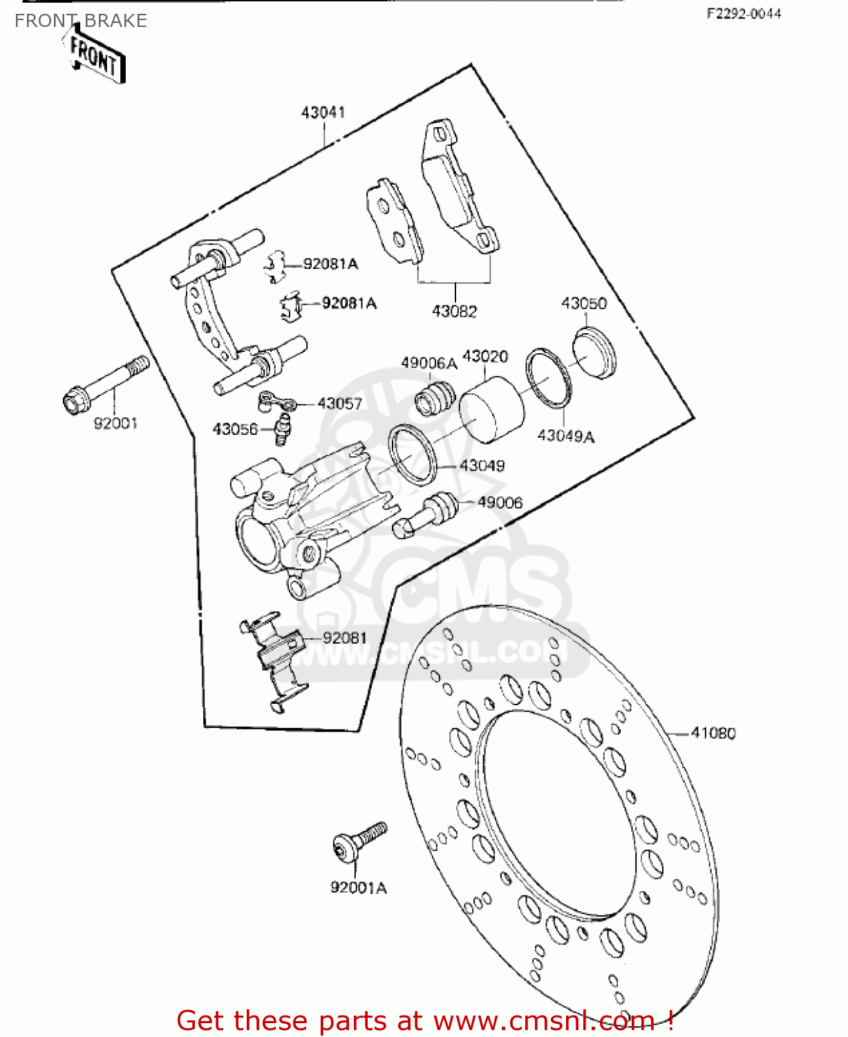 FRONT BRAKE KZ750K2 1984 USA CANADA