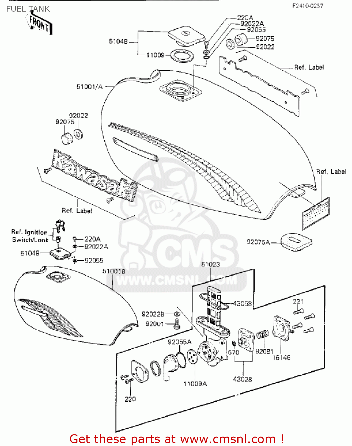 FUEL TANK KZ750K2 1984 USA CANADA