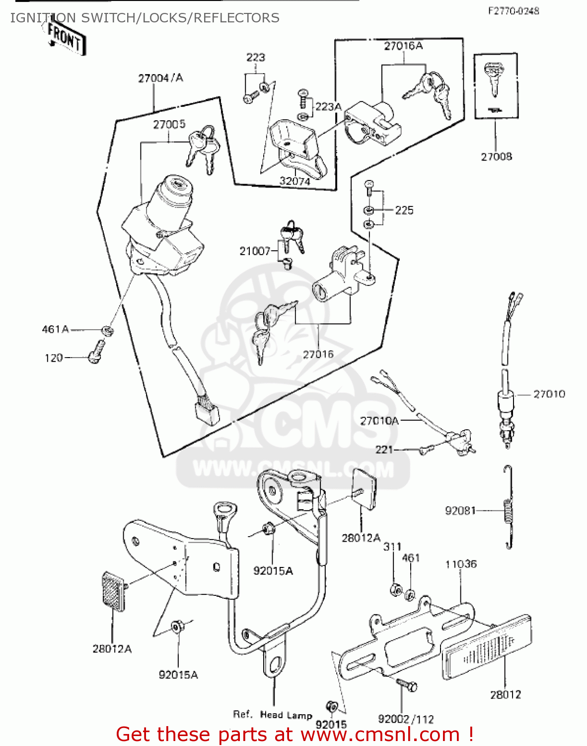 IGNITION SWITCH/LOCKS/REFLECTORS KZ750K2 1984 USA CANADA
