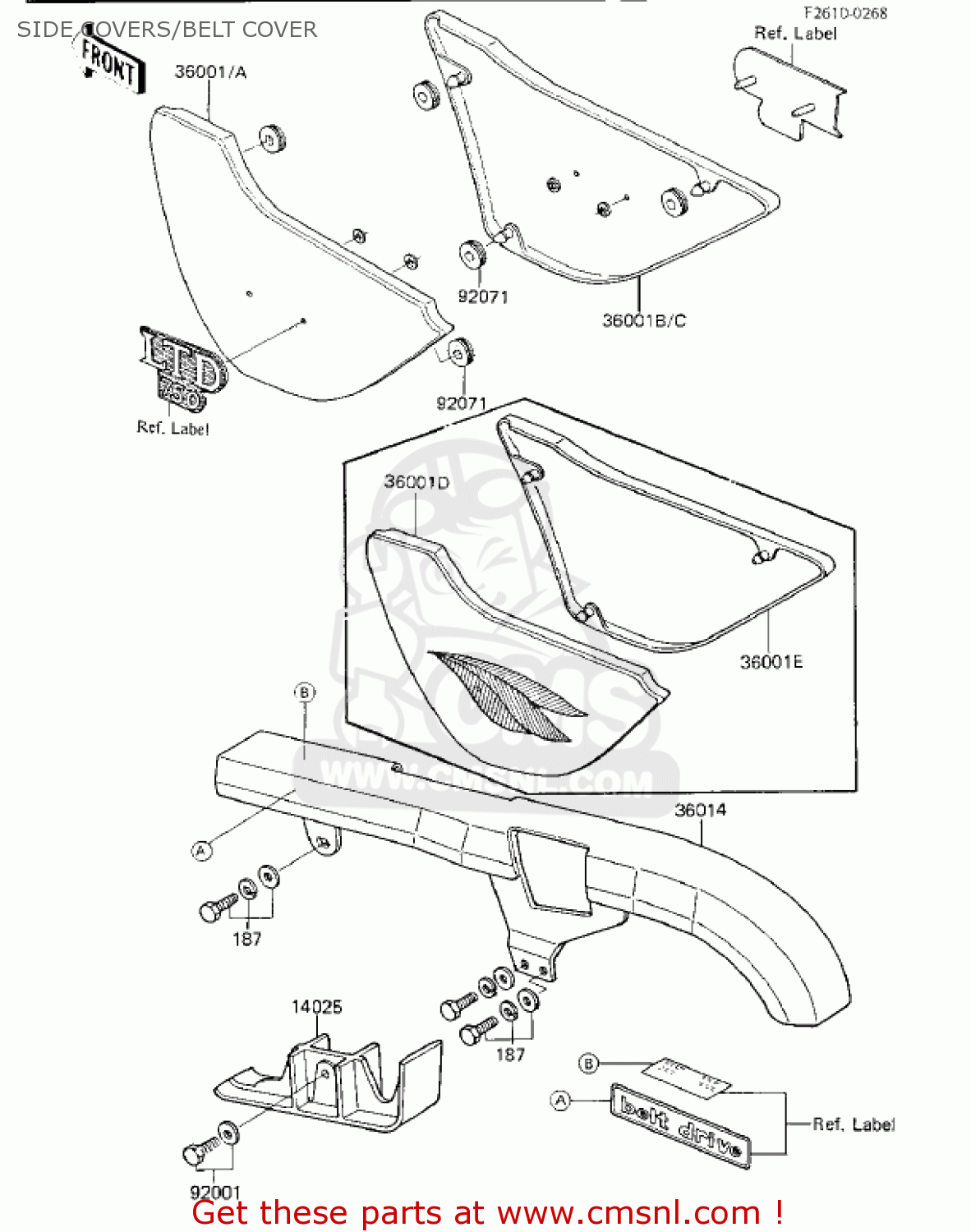 SIDE COVERS/BELT COVER KZ750K2 1984 USA CANADA