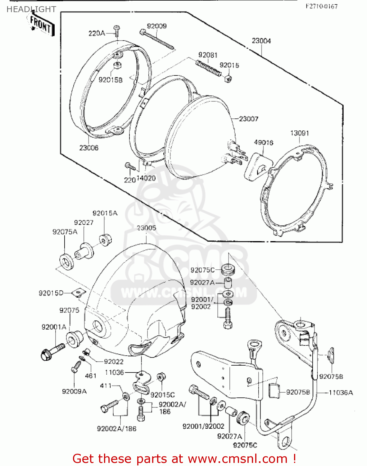 HEADLIGHT KZ750K2 1984 USA CANADA