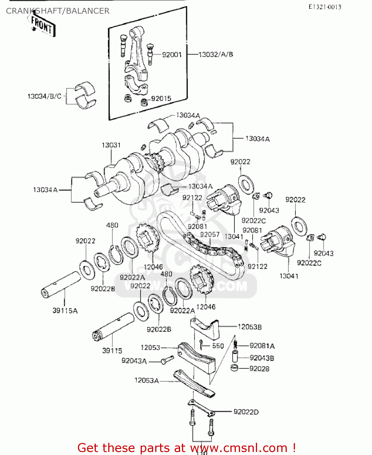 CRANKSHAFT/BALANCER KZ750K2 1984 USA CANADA