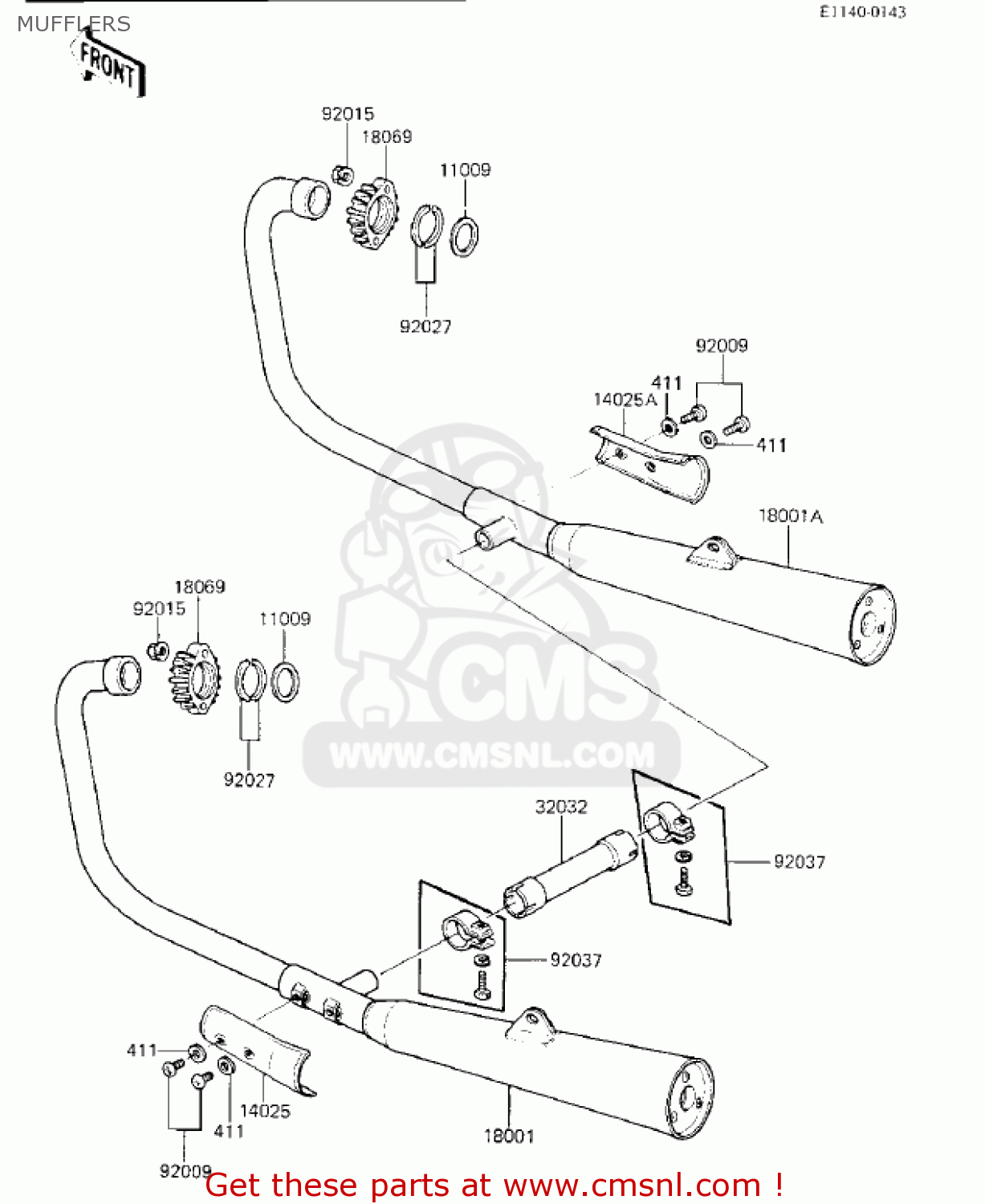 MUFFLERS KZ750K2 1984 USA CANADA