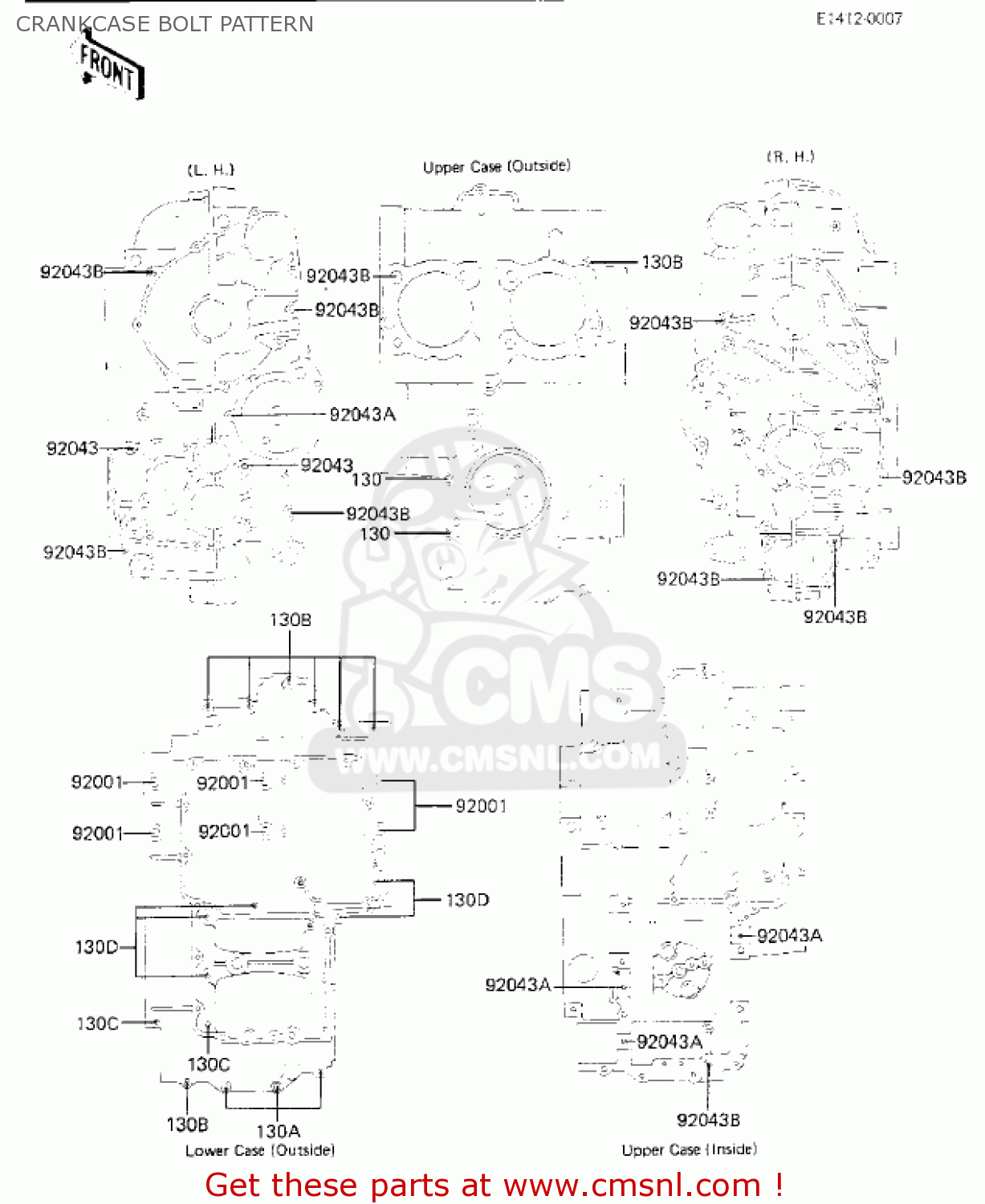 CRANKCASE BOLT PATTERN KZ750K2 1984 USA CANADA