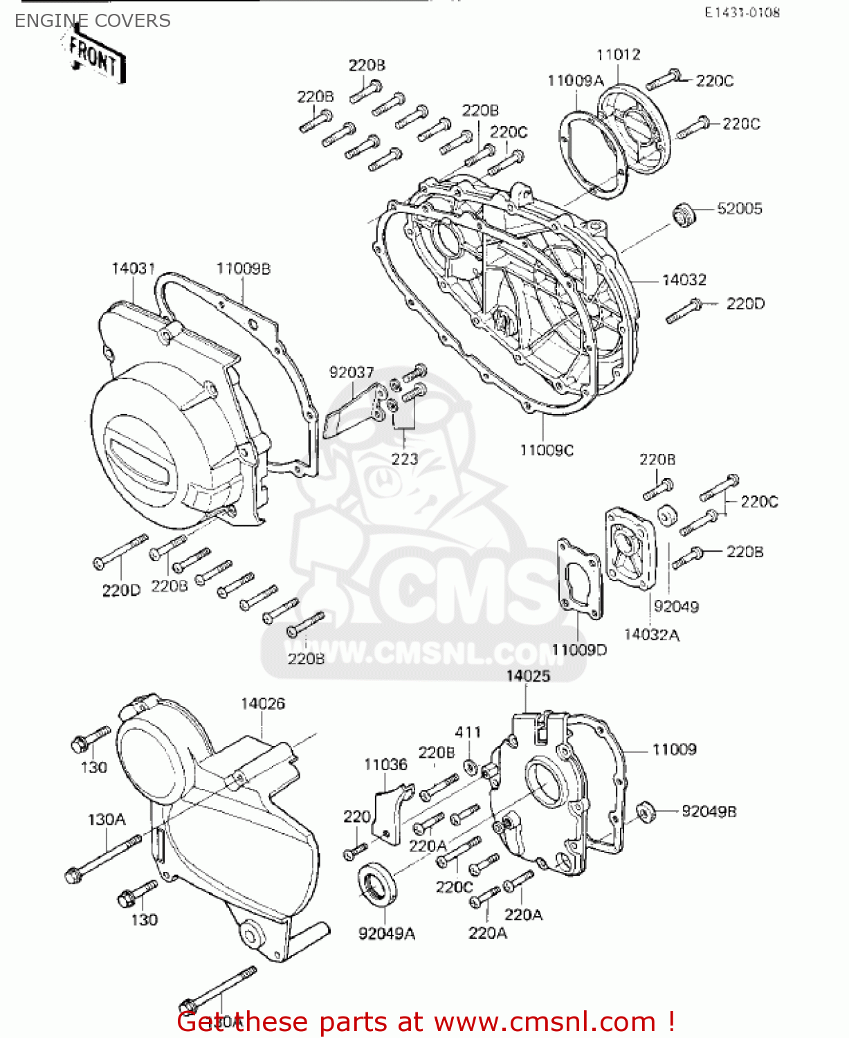 ENGINE COVERS KZ750K2 1984 USA CANADA