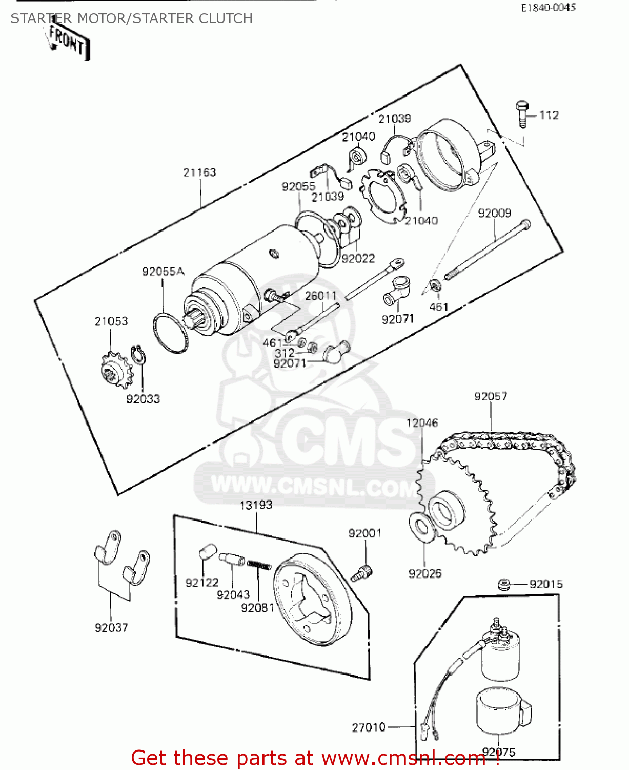 STARTER MOTOR/STARTER CLUTCH KZ750K2 1984 USA CANADA