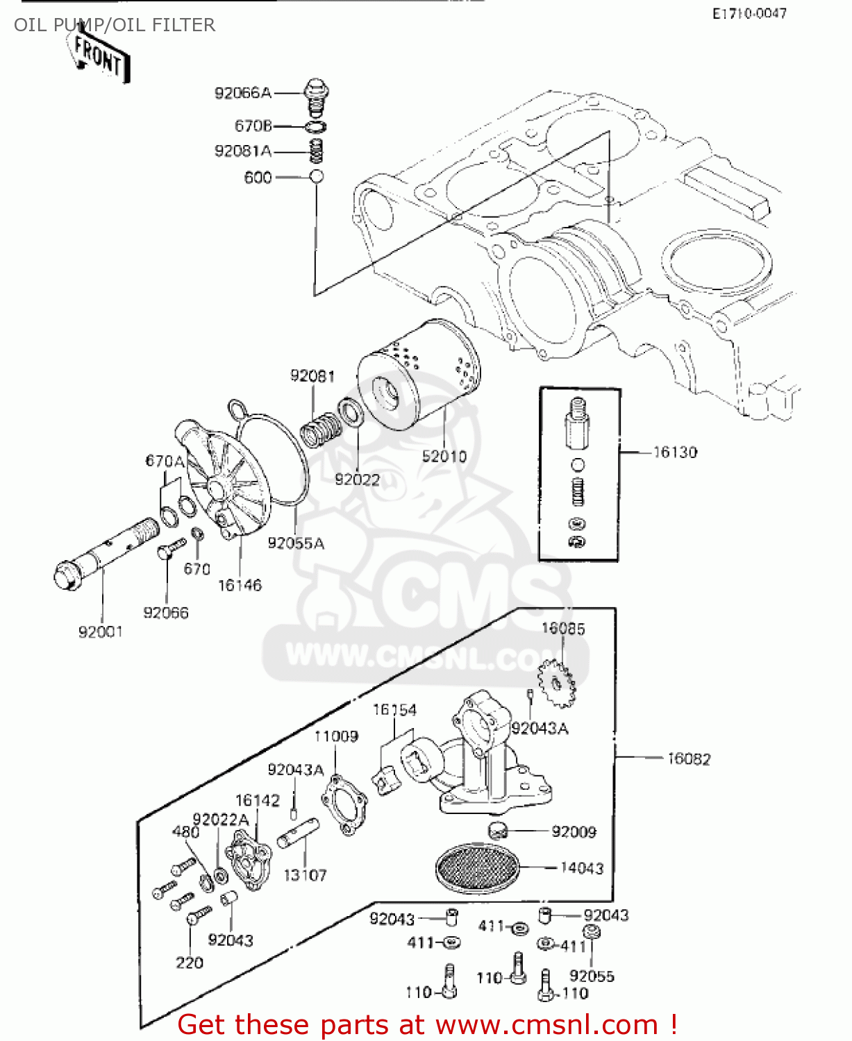 OIL PUMP/OIL FILTER KZ750K2 1984 USA CANADA