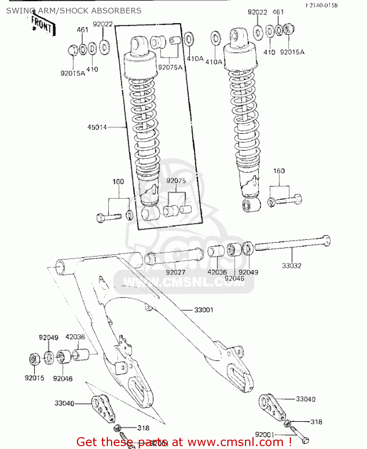 SWING ARM/SHOCK ABSORBERS KZ750K2 1984 USA CANADA