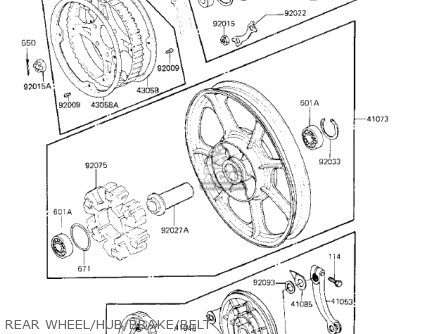 REAR WHEEL/HUB/BRAKE/BELT - KZ750K2 1984 USA CANADA