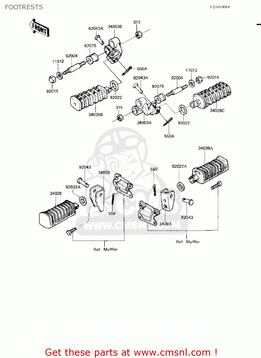 FOOTRESTS KZ750L3 1983 USA CANADA