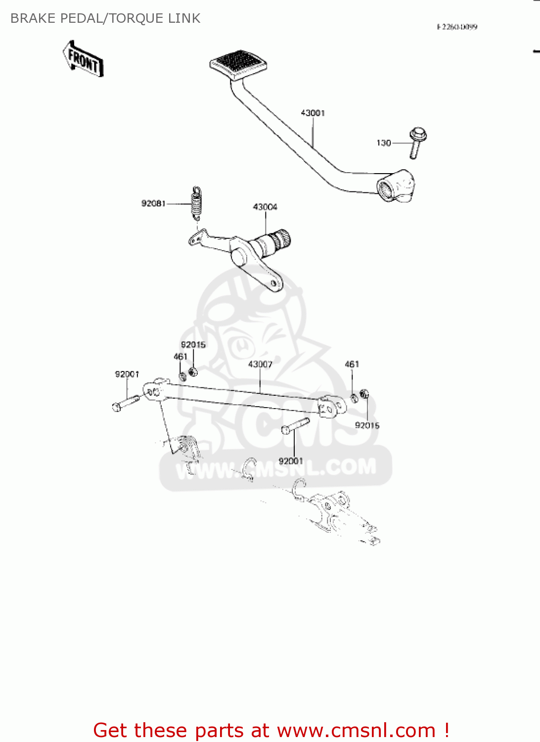 BRAKE PEDAL/TORQUE LINK KZ750L3 1983 USA CANADA