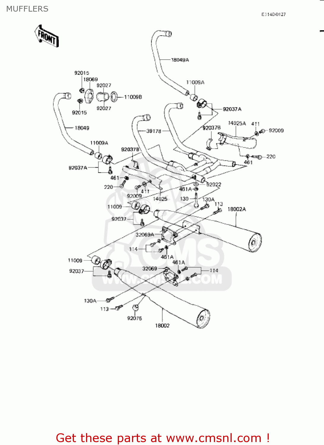 MUFFLERS KZ750L3 1983 USA CANADA