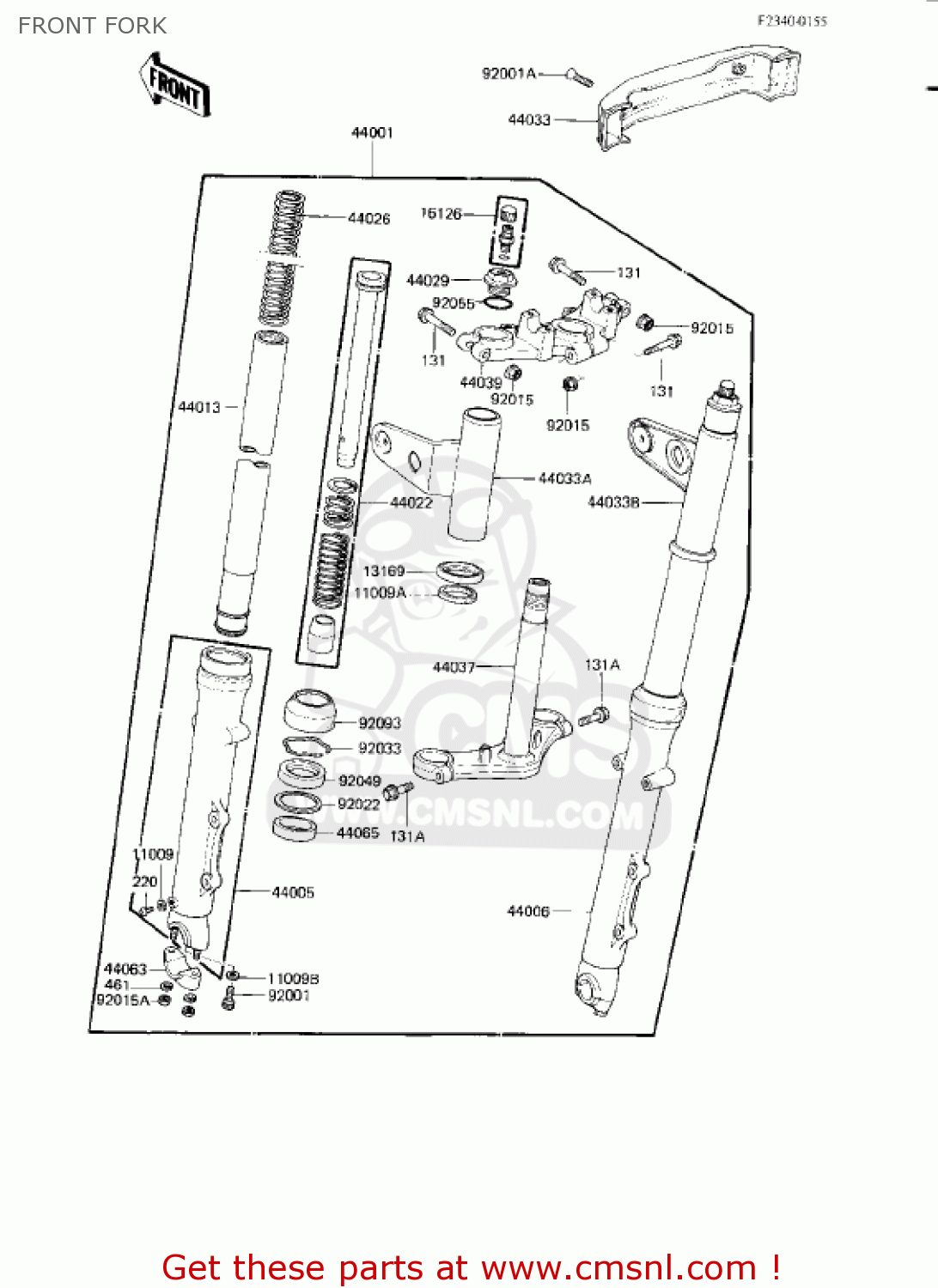 FRONT FORK KZ750L3 1983 USA CANADA