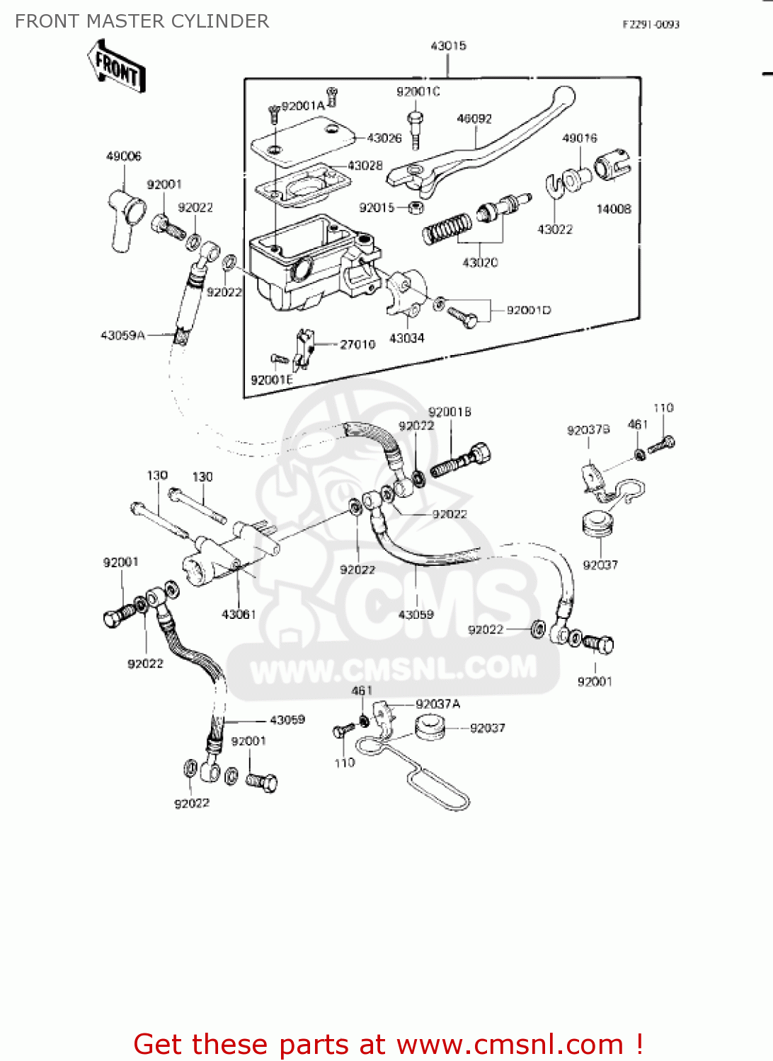 FRONT MASTER CYLINDER KZ750L3 1983 USA CANADA