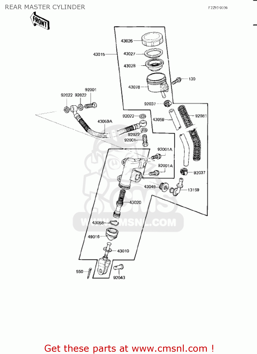 REAR MASTER CYLINDER KZ750L3 1983 USA CANADA