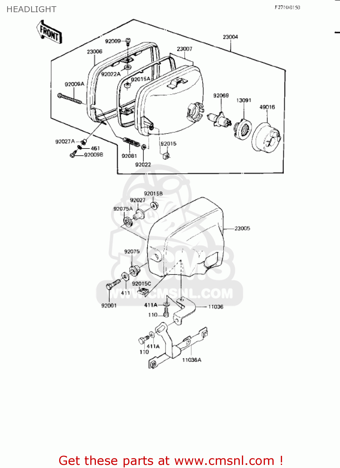 HEADLIGHT KZ750L3 1983 USA CANADA