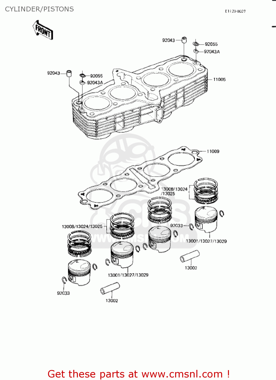 CYLINDER/PISTONS KZ750L3 1983 USA CANADA