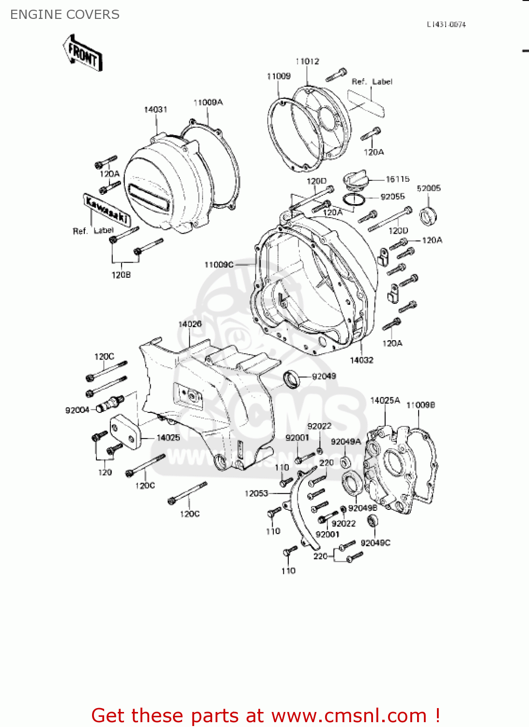 ENGINE COVERS KZ750L3 1983 USA CANADA