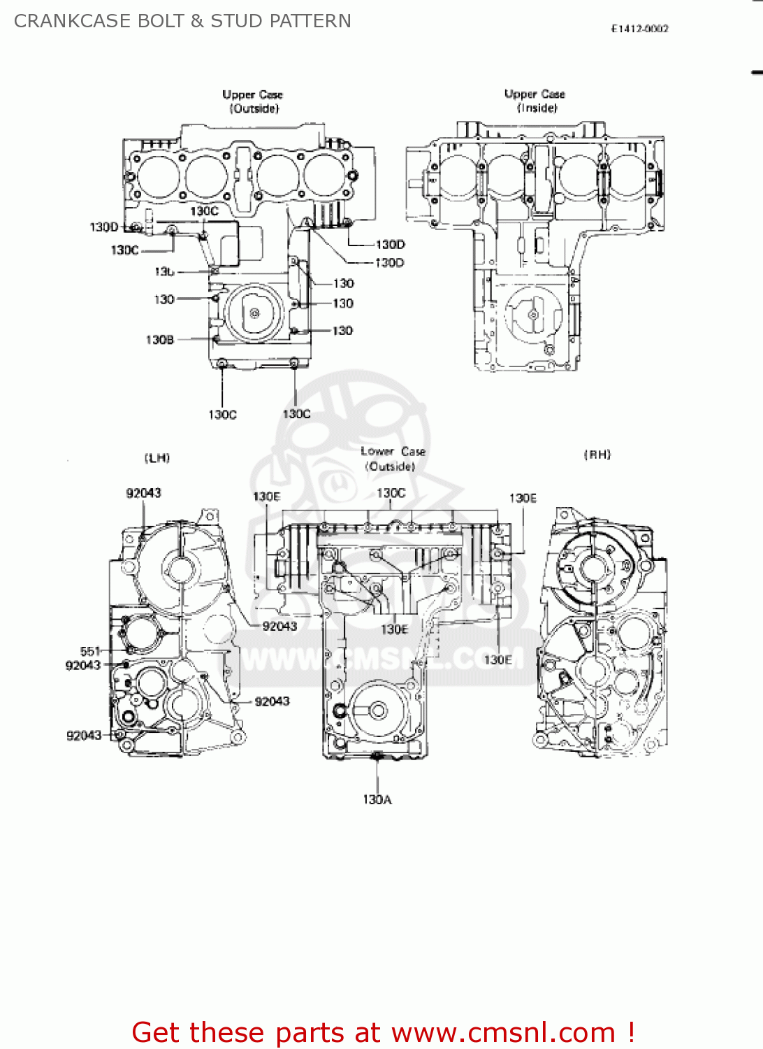CRANKCASE BOLT & STUD PATTERN KZ750L3 1983 USA CANADA