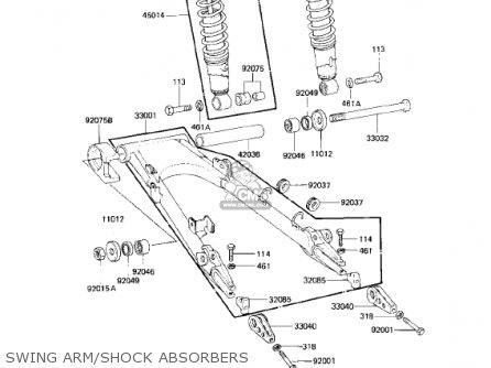 SWING ARM/SHOCK ABSORBERS - KZ750L3 1983 USA CANADA