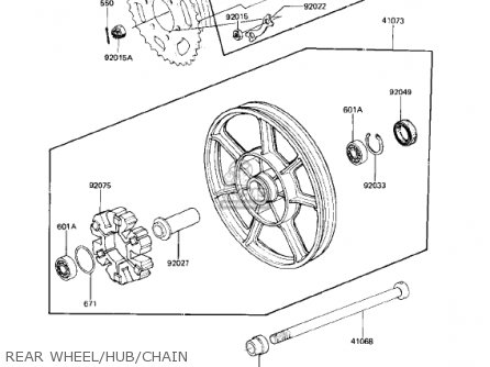 REAR WHEEL/HUB/CHAIN - KZ750L3 1983 USA CANADA