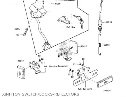 IGNITION SWITCH/LOCKS/REFLECTORS - KZ750L3 1983 USA CANADA