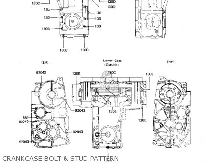 CRANKCASE BOLT & STUD PATTERN - KZ750L3 1983 USA CANADA