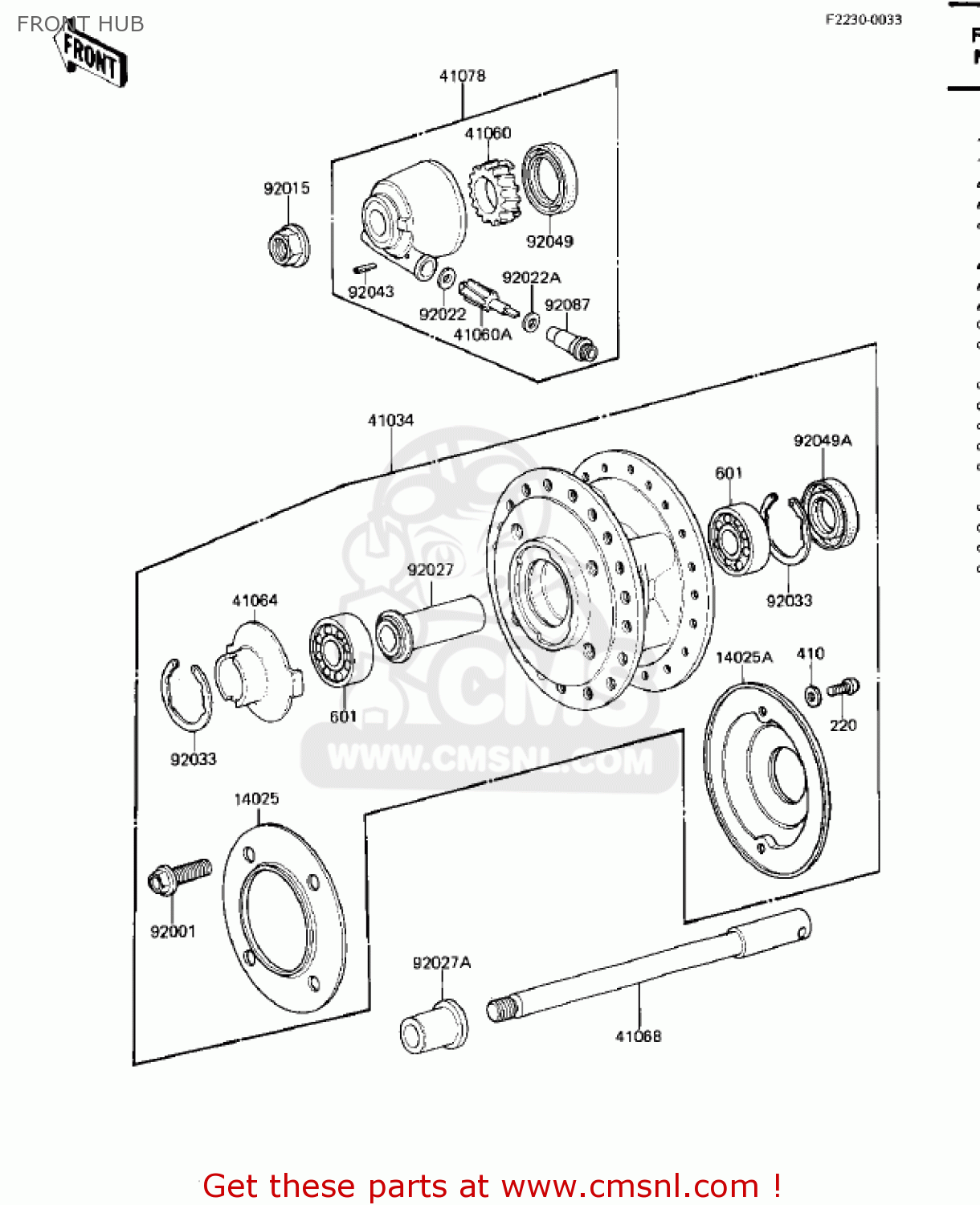 FRONT HUB KZ750M1 CSR TWIN 1982 USA / MPH