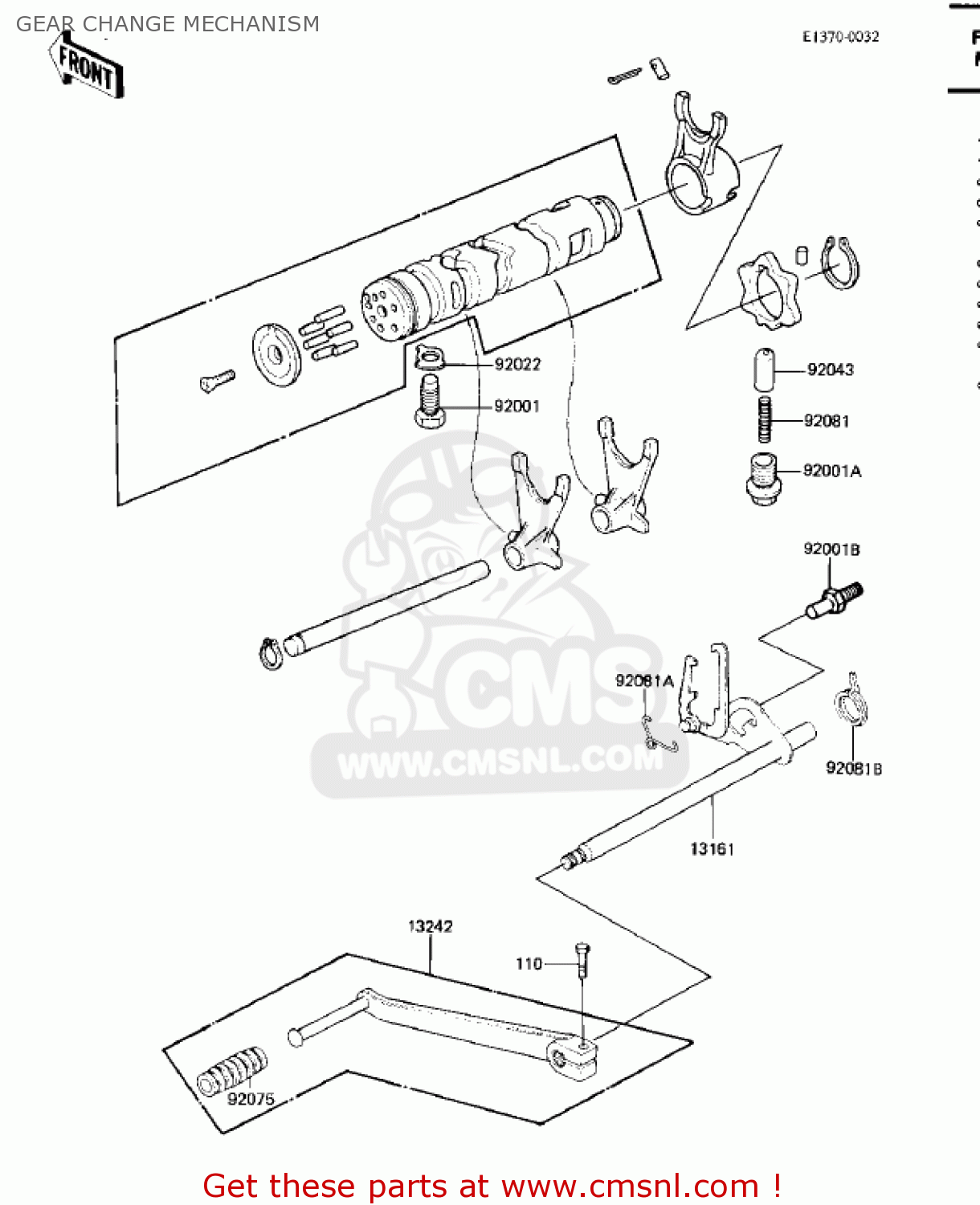 GEAR CHANGE MECHANISM KZ750M1 CSR TWIN 1982 USA / MPH