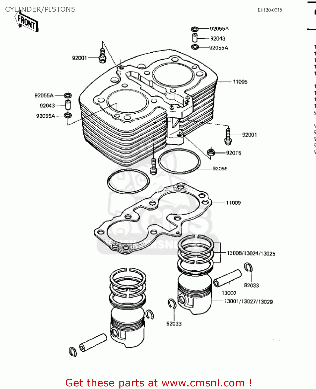 CYLINDER/PISTONS KZ750M1 CSR TWIN 1982 USA / MPH