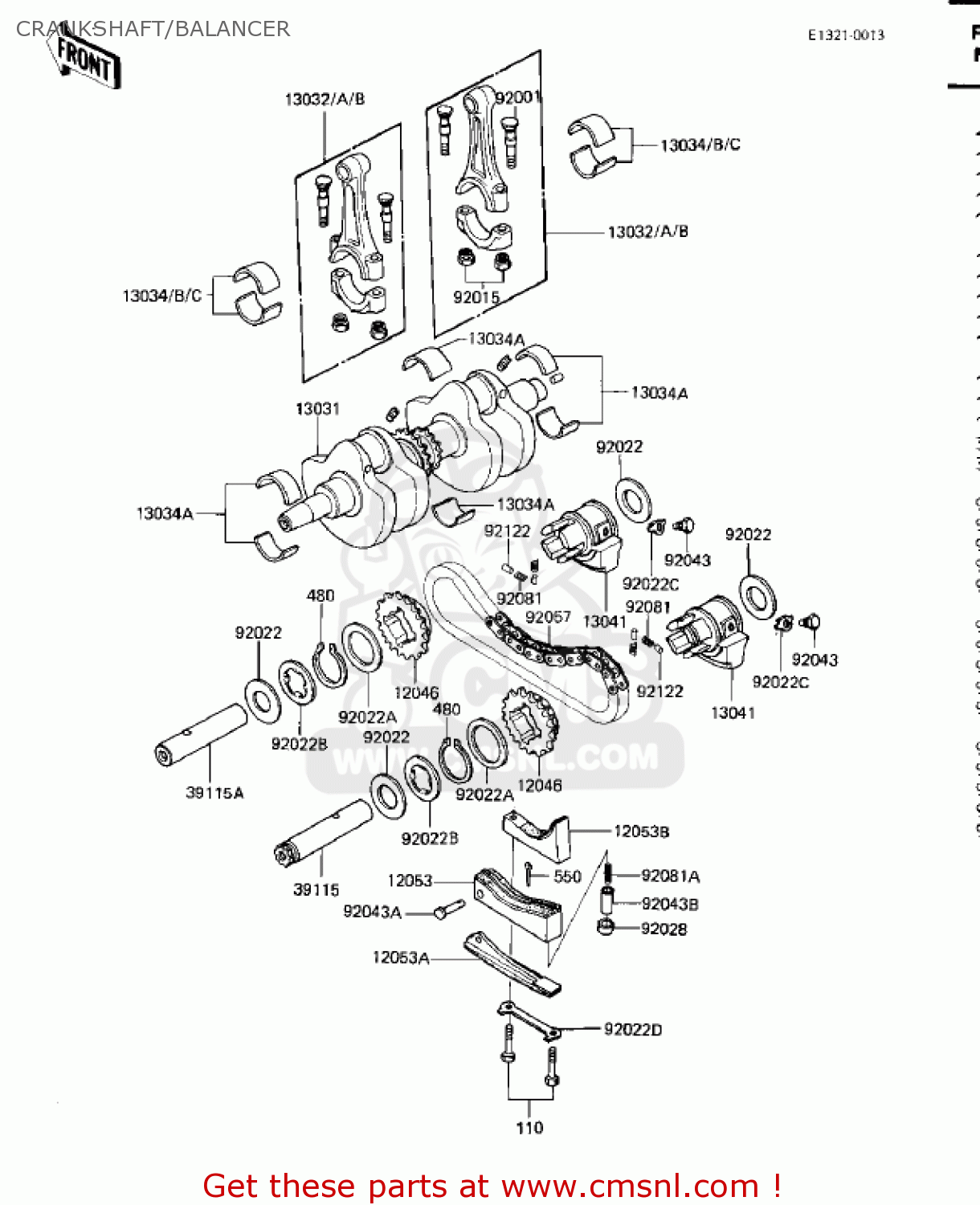 CRANKSHAFT/BALANCER KZ750M1 CSR TWIN 1982 USA / MPH