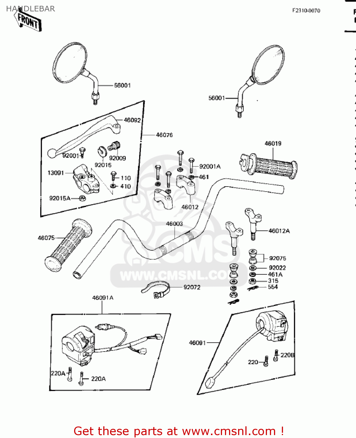 HANDLEBAR KZ750M1 CSR TWIN 1982 USA / MPH