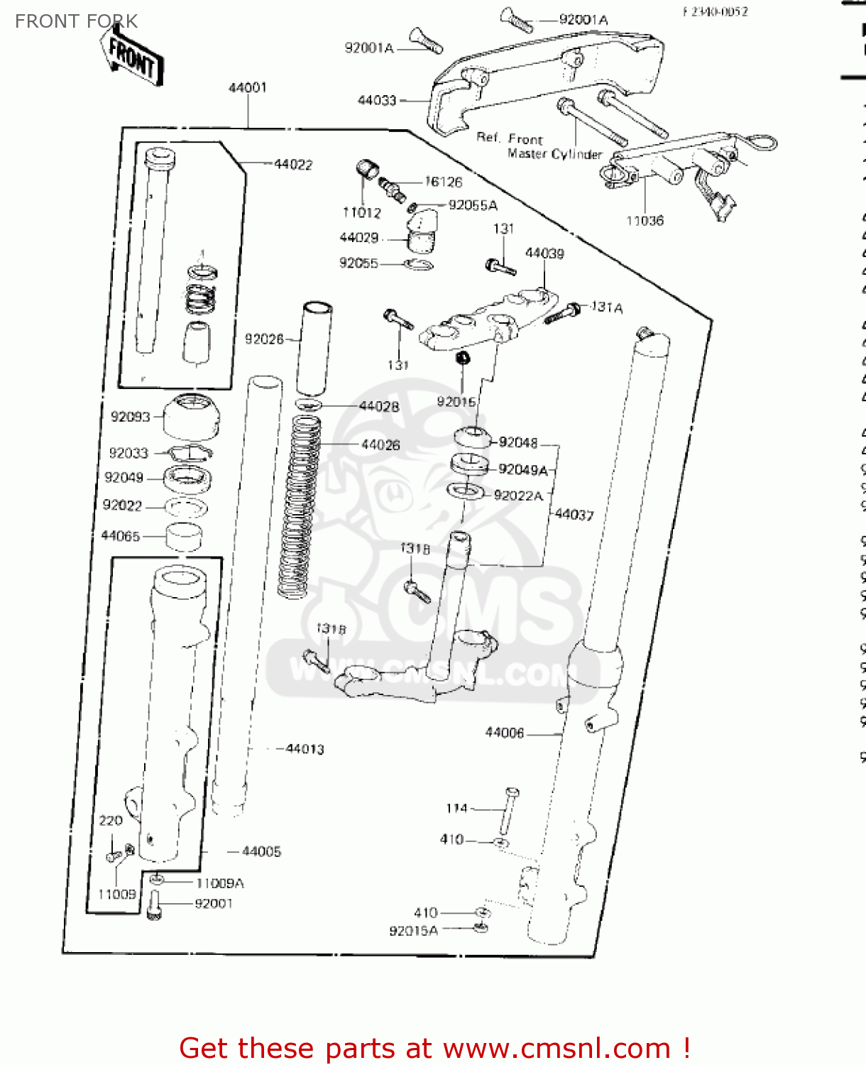 FRONT FORK KZ750M1 CSR TWIN 1982 USA / MPH